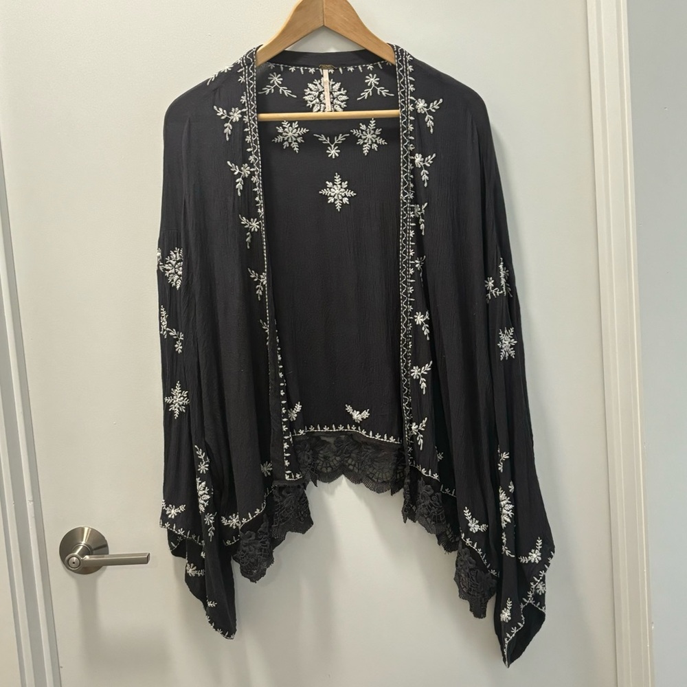 Free People Embroidered Kimono Cover Up
